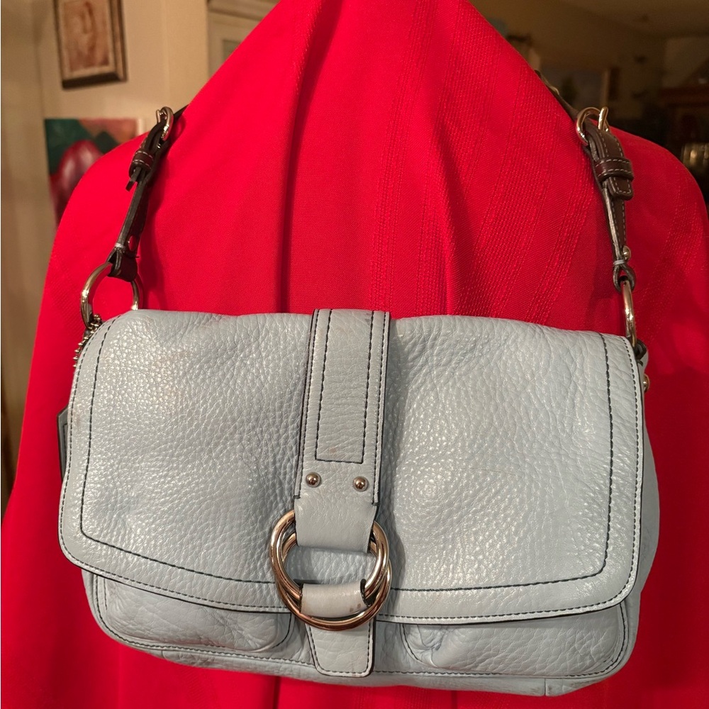 Coach 8A41 Chelsea Blue Pebble Leather Bag Purse